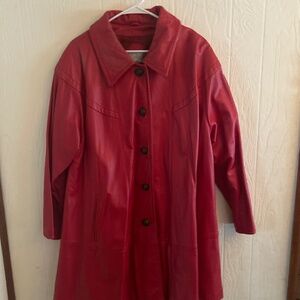 Red leather coat